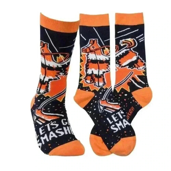 Primitives by Kathy Unisex Socks - Let's Get Smashed Pinata Funny Drinking Beer - Picture 1 of 1